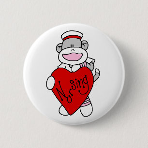 Sock monkey I Kärlek, T-tröjor och presenter Knapp