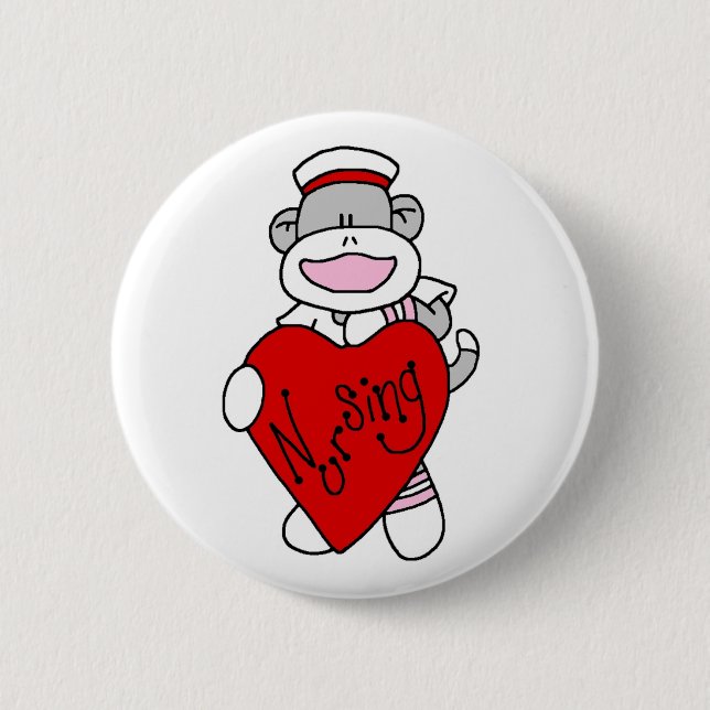 Sock monkey I Kärlek, T-tröjor och presenter Knapp (Framsida)