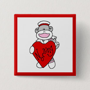 Sock monkey I Kärlek, T-tröjor och presenter Knapp