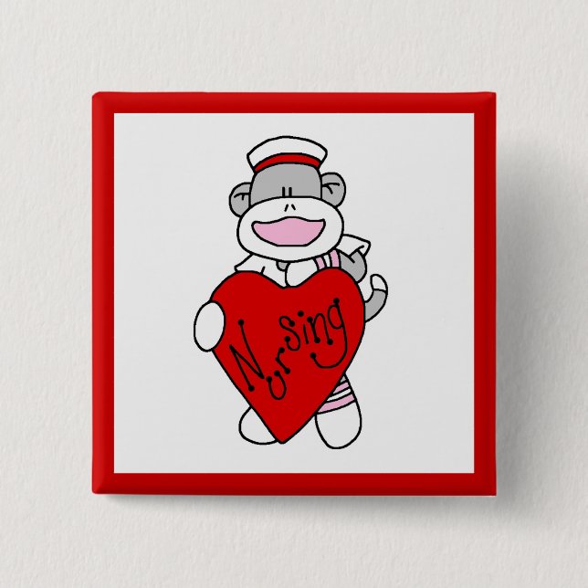 Sock monkey I Kärlek, T-tröjor och presenter Knapp (Framsida)