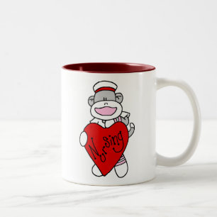 Sock monkey I Kärlek, T-tröjor och presenter Två-Tonad Mugg