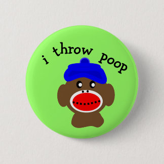 Sock monkey ’I TROW POOP’ Knapp