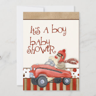 Sock monkey, inbjudan till pojkbabyskor