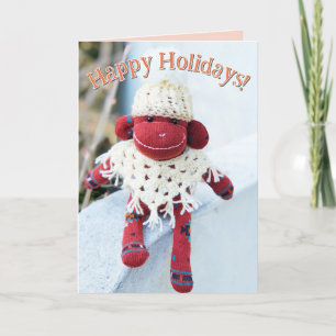 Sock monkey - Inbyggt amerikanskt julkort Inbjudan