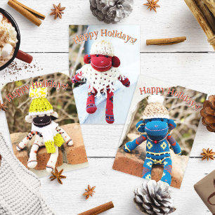 Sock monkey - Interna amerikanska julkort Inbjudan