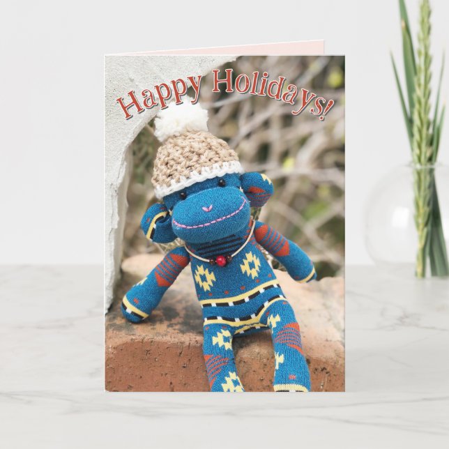 Sock monkey - Interna amerikanska julkort Inbjudan (Framsida)