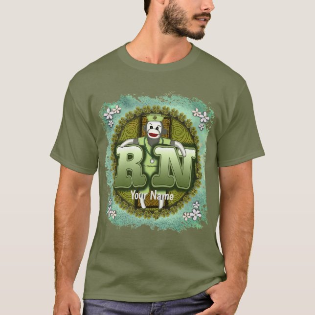 Sock monkey Irish sköterska T Shirt (Framsida)