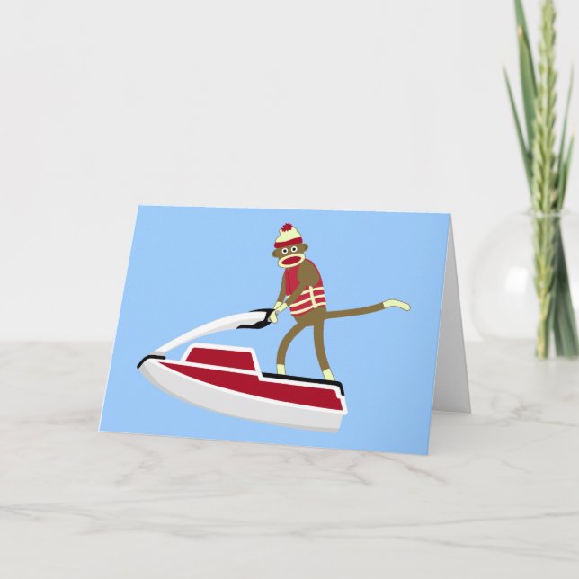 Sock monkey Jetski Kort (Framsida)
