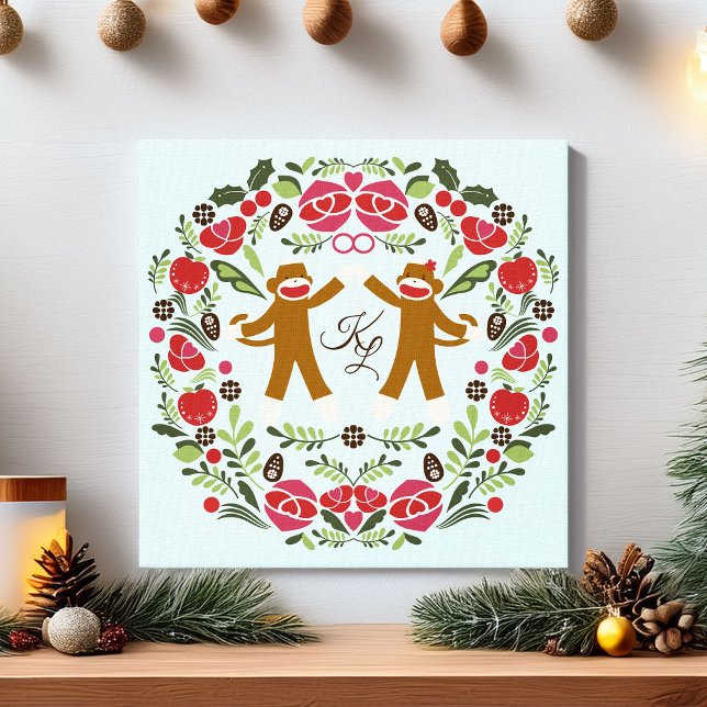 Sock monkey Joy Canvastryck (Skapare uppladdad)