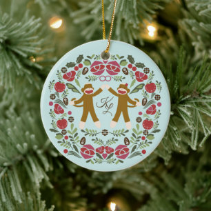 Sock monkey Joy Ornament