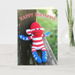 Sock monkey julkort inbjudan