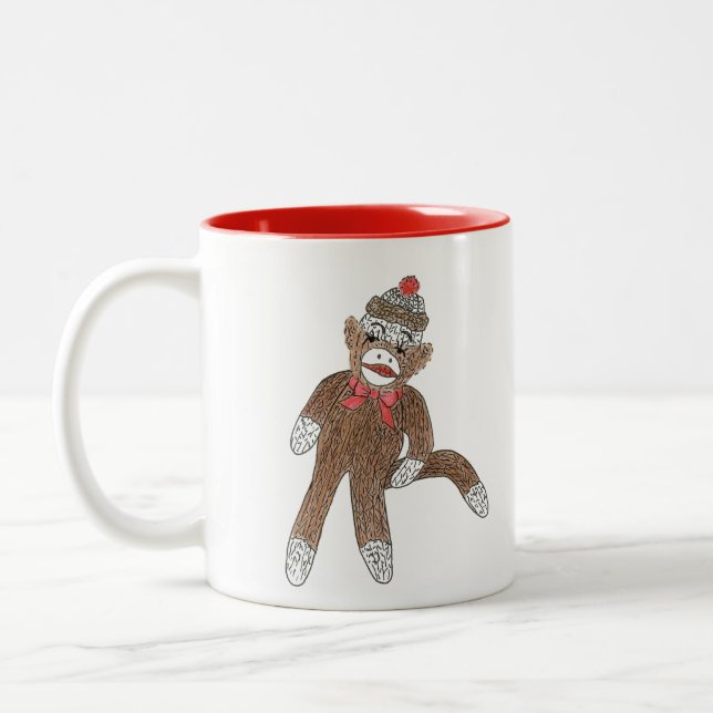 Sock monkey kaffe mugg (Vänster)