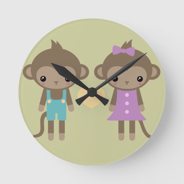 Sock monkey Kärlek Rund Klocka (Framsida)