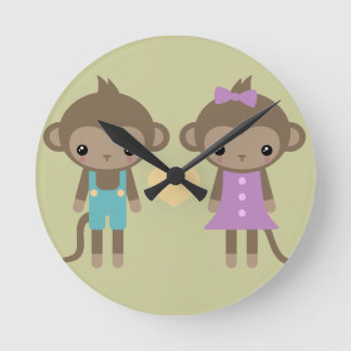 Sock monkey Kärlek Rund Klocka