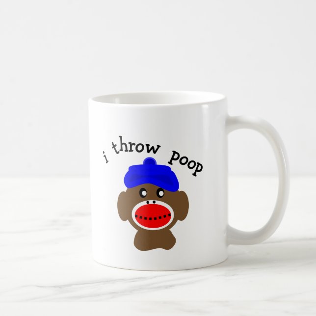Sock monkey "KASTAR JAG POOP ", Kaffemugg (Höger)