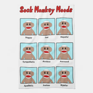 Sock monkey kökshandduk
