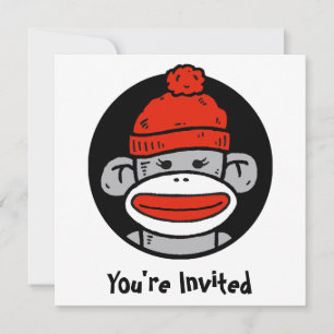 Sock monkey-kort/inbjudan inbjudningar