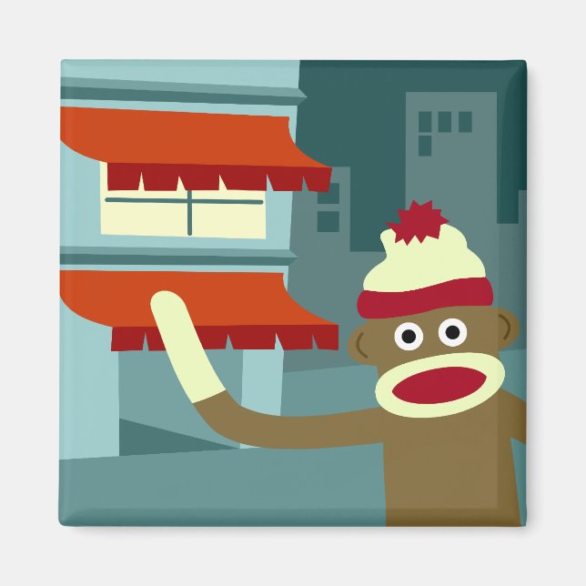 Sock monkey Lounge Night Magnet (Framsidan)