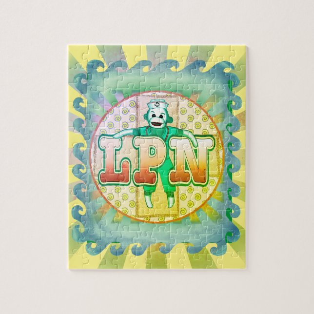 Sock monkey LPN Nurse Pussel (Vertikal)