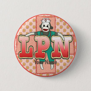 Sock monkey LPN Nurse-stift Knapp