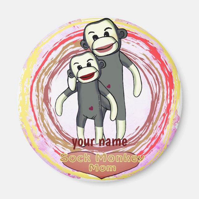 Sock monkey Mamma magnet (Framsidan)