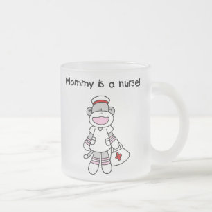 Sock monkey Mamma Nurse T-shirts och presenter Frostad Glasmugg