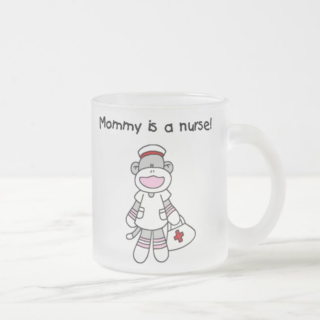 Sock monkey Mamma Nurse T-shirts och presenter Frostad Glasmugg (Höger)
