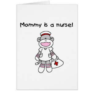 Sock monkey Mamma Nurse T-shirts och presenter Hälsningskort