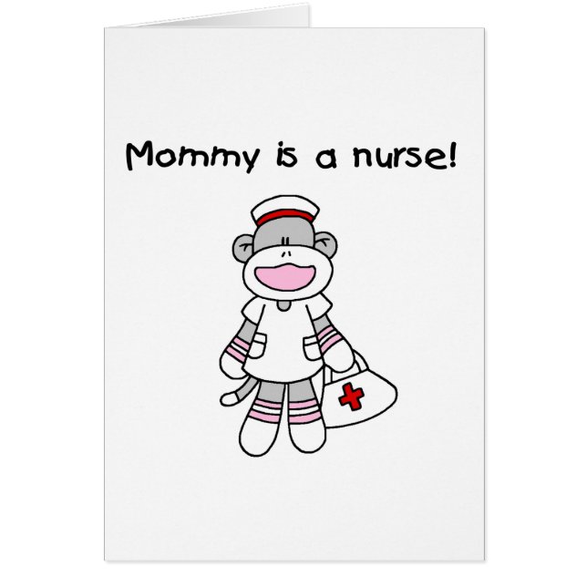 Sock monkey Mamma Nurse T-shirts och presenter Hälsningskort (Framsidan)