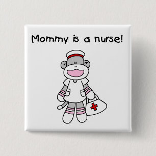 Sock monkey Mamma Nurse T-shirts och presenter Knapp