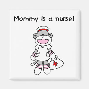 Sock monkey Mamma Nurse T-shirts och presenter Magnet