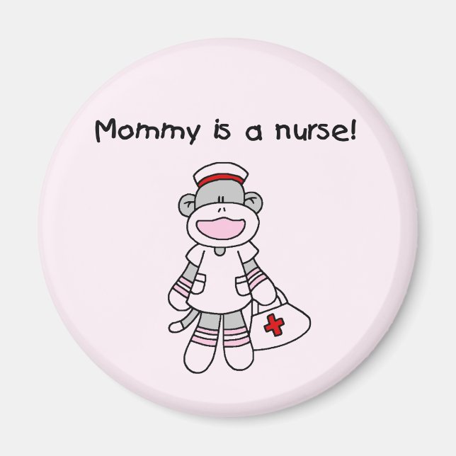 Sock monkey Mamma Nurse T-shirts och presenter Magnet (Framsidan)