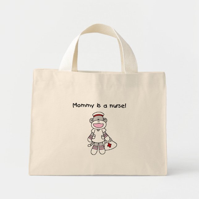 Sock monkey Mamma Nurse T-shirts och presenter Mini Tygkasse (Framsidan)