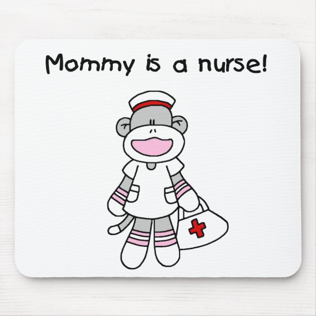 Sock monkey Mamma Nurse T-shirts och presenter Musmatta (Framsidan)