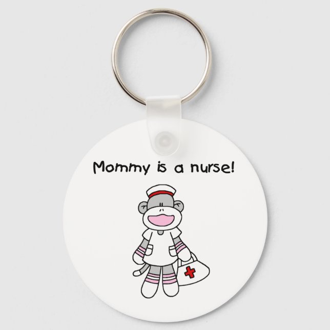Sock monkey Mamma Nurse T-shirts och presenter Nyckelring (Framsida)