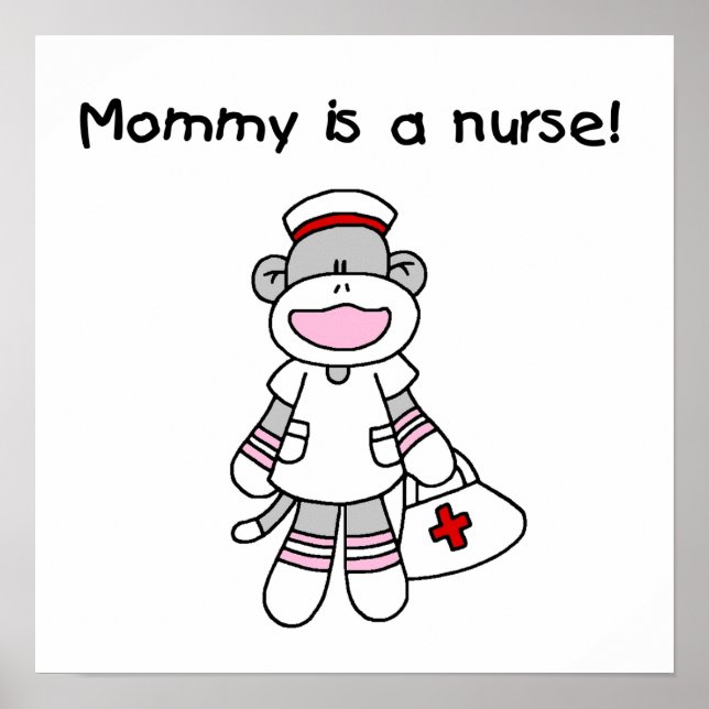 Sock monkey Mamma Nurse T-shirts och presenter Poster (Framsidan)
