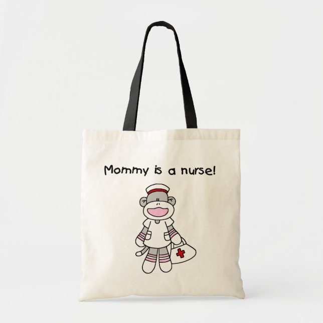 Sock monkey Mamma Nurse T-shirts och presenter Tygkasse (Framsidan)