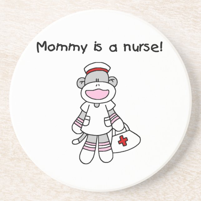 Sock monkey Mamma Nurse T-shirts och presenter Underlägg Sandsten (Framsidan)