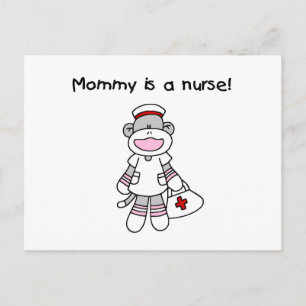 Sock monkey Mamma Nurse T-shirts och presenter Vykort