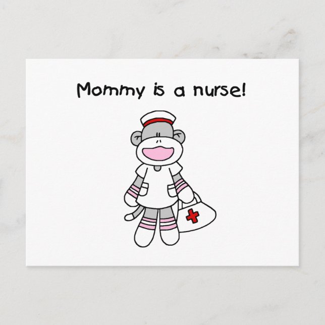 Sock monkey Mamma Nurse T-shirts och presenter Vykort (Framsida)