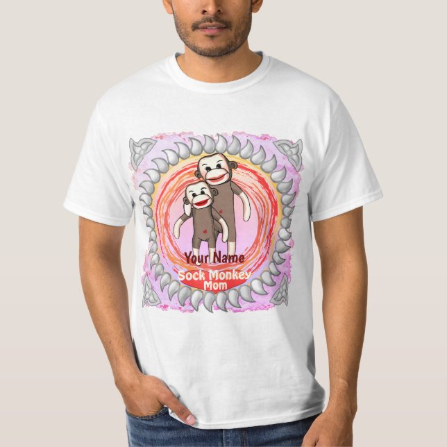 Sock monkey Mamma T Shirt (Framsida)