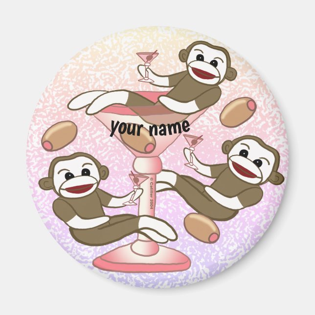 Sock monkey Martini Magnet (Framsidan)