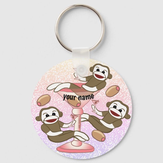 Sock monkey Martini Nyckelring (Framsida)