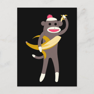 sock monkey med Banana Swords Vykort