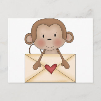 Sock monkey med kärlek brev vykort