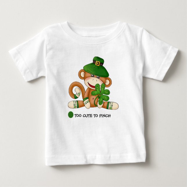 Sock monkey med Shamrock St. Patrick's Day T-shirt (Framsida)