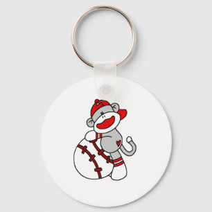 Sock monkey med skjortor och gåvor för baseball nyckelring