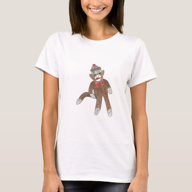 Sock monkey moderskap T-Shirt (Framsida)