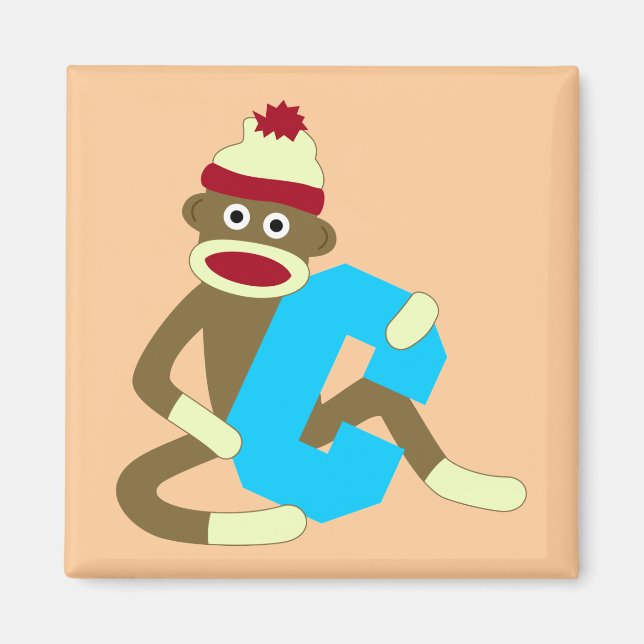 Sock monkey Monogram Boy C Magnet (Framsidan)
