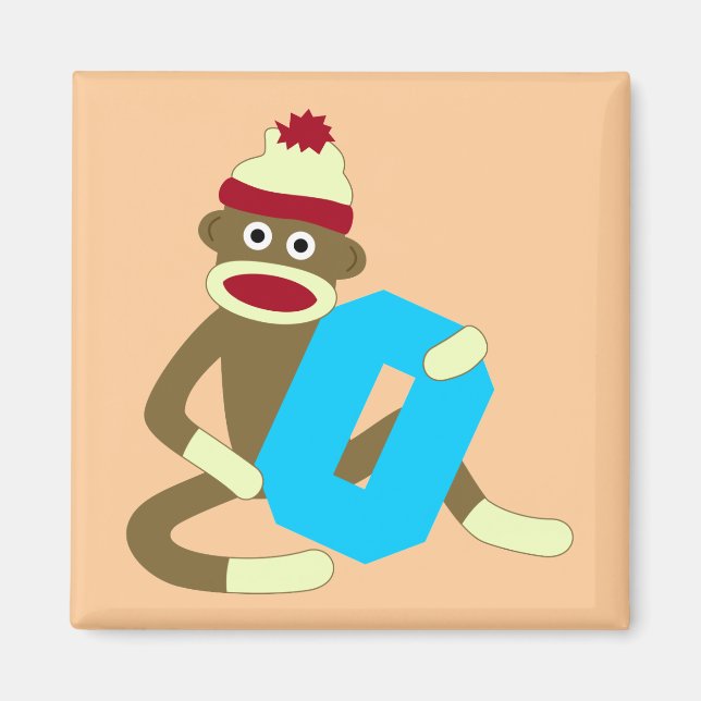 Sock monkey Monogram Boy O Magnet (Framsidan)